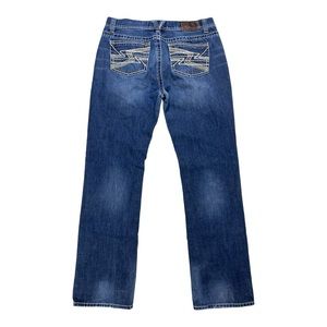 Adiktd Denim Mens Jeans Bootcut Leg 38L Bold Stitching Distressed V118